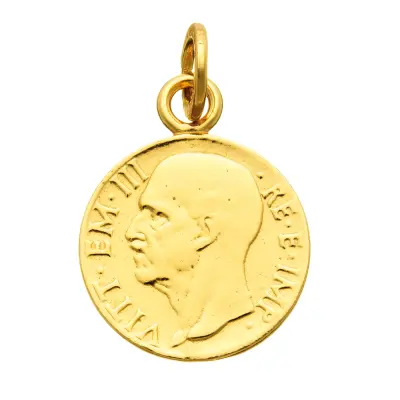 GOLD-PLATED VITTORIO EMANUELE COIN CHARM  תליון כסף