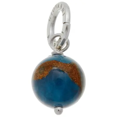 BLUE AGATE AND BRONZITE CHARM  תליון כסף