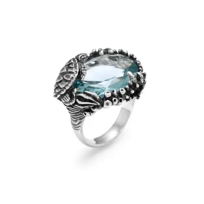 Color Sea Turtle Ring טבעת כסף