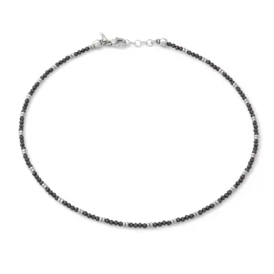 Black Spinel Beat Necklace שרשרת כסף