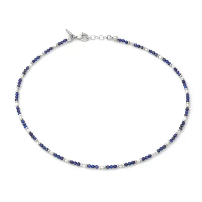 Lapis Lazuli Beat Necklace  שרשרת כסף