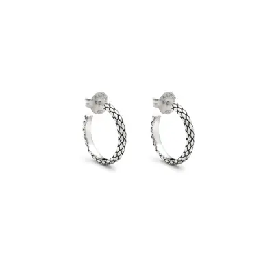 Texture Hoop Earrings עגילים כסף