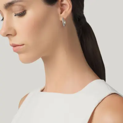 Texture Hoop Earrings עגילים כסף