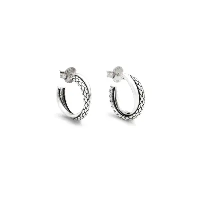 Texture Double Hoop Earrings עגילים כסף