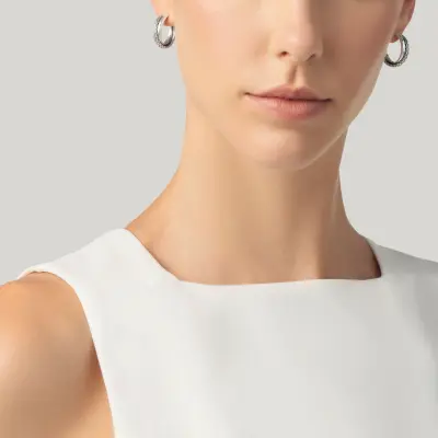 Texture Double Hoop Earrings עגילים כסף