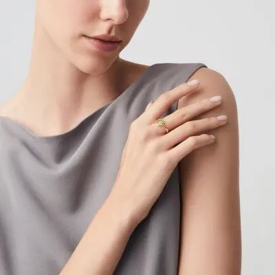 Lime Green Loop Ring טבעת כסף