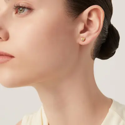 Heart Mini Earrings Gold-Plated עגילי כסף