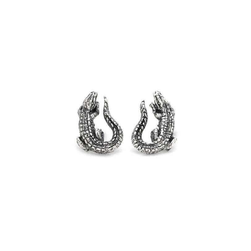 Crocodile Stud Earrings עגילים כסף