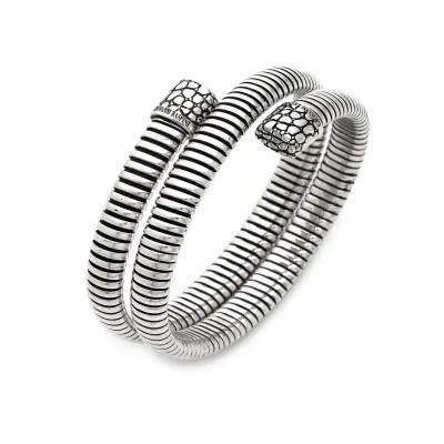 Croco Tubogas Double Bangle צמיד כסף