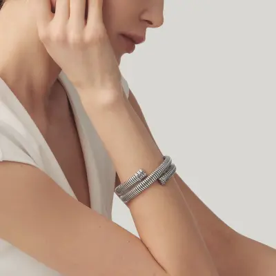 Croco Tubogas Double Bangle צמיד כסף