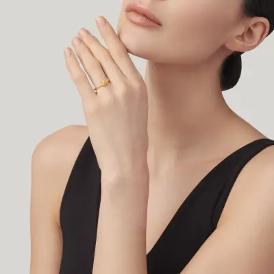 Daisy Dot Ring Gold-Plated טבעת כסף