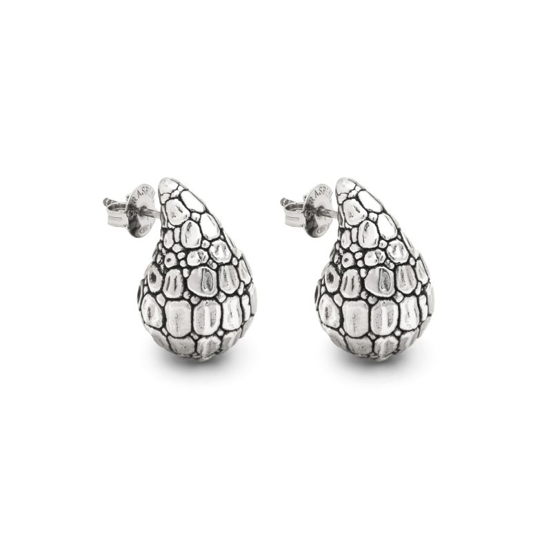 Croco Droplet Small Earrings  עגילי כסף