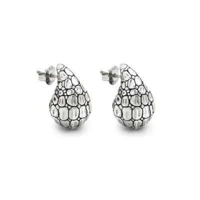 Croco Droplet Small Earrings עגילי כסף