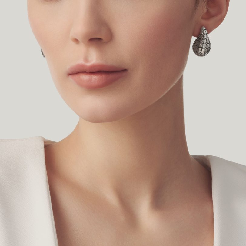 Croco Droplet Small Earrings  עגילי כסף