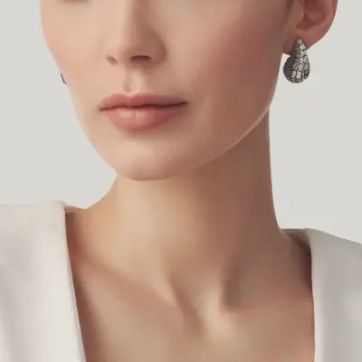 Croco Droplet Small Earrings עגילי כסף