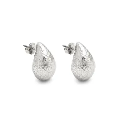 Hammered Droplet Earrings עגילי כסף