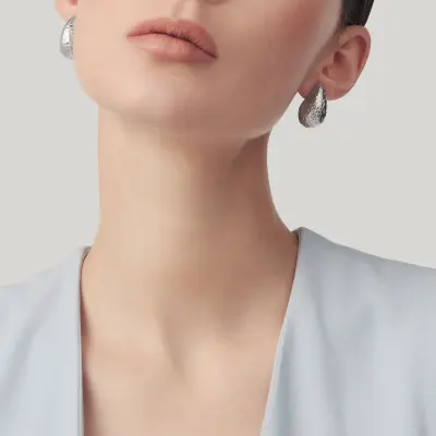 Hammered Droplet Earrings עגילי כסף