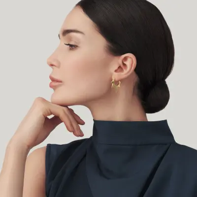 Rock Star Small Earrings Gold-Plated עגילי כסף