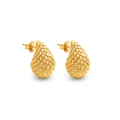 Snake Droplet Small Earrings Gold-Plated עגילי כסף
