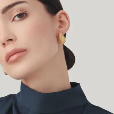 Snake Droplet Small Earrings Gold-Plated עגילי כסף