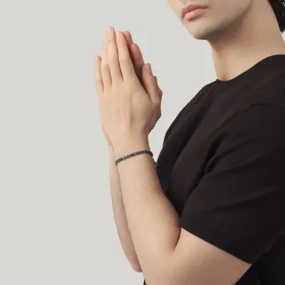 Black Square Link Bracelet צמיד כסף