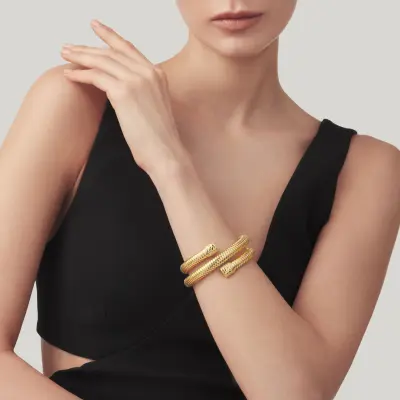 Croco Tubogas Double Bangle Gold-plated צמיד כסף