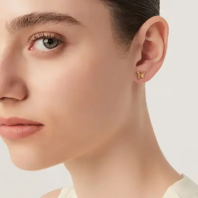 Butterfly Mini Earrings Gold-plated עגילי כסף