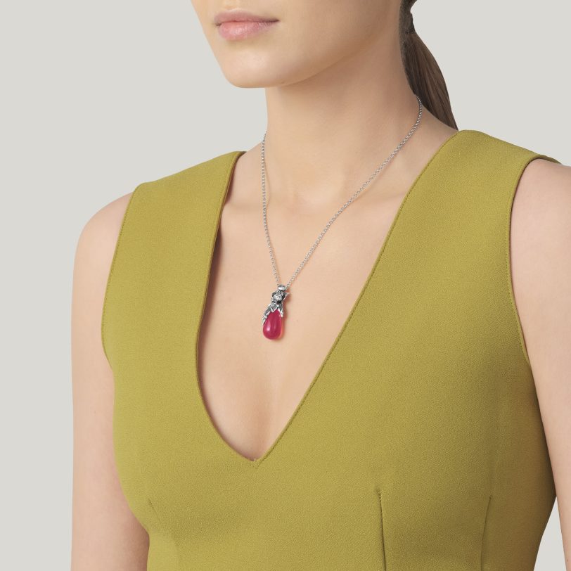 Peony Drop Pendant שרשרת כסף