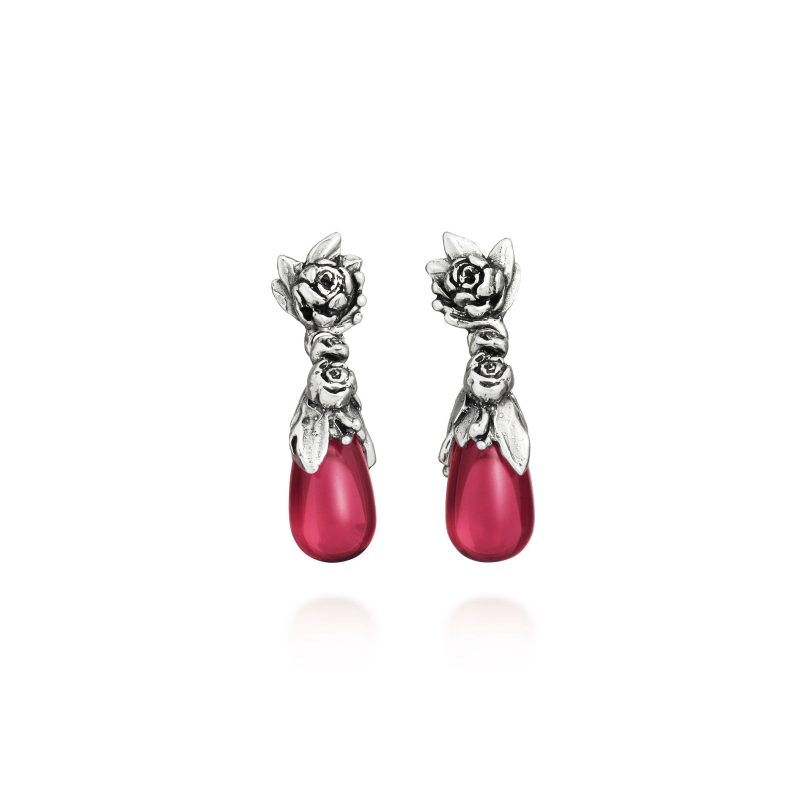 Peony Drop Earrings עגילי כסף