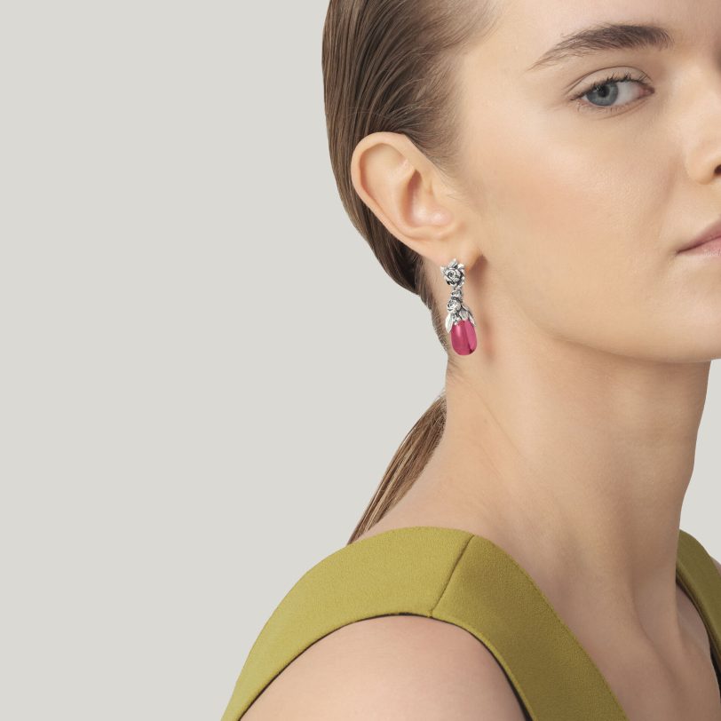 Peony Drop Earrings עגילי כסף