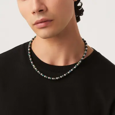 Jasper Spheres Necklace שרשרת כסף