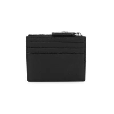 Embossed Leather Card Holder With Zip Closure ארנק עור