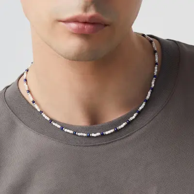 Mother of Pearl Beat Necklace שרשרת כסף