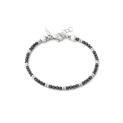 Black Spinel Beat Bracelet צמיד כסף