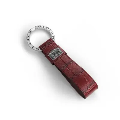 Burgundy Croco Leather Key Ring מחזיק מפתחות