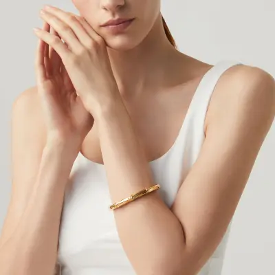 Bamboo Bangle gold plated צמיד כסף