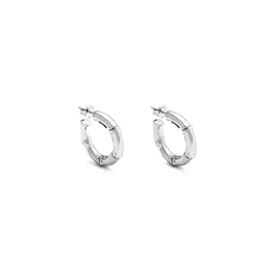 Bamboo Small Hoop earrings עגילי כסף