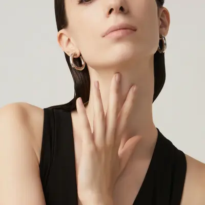 Bamboo Small Hoop earrings עגילי כסף